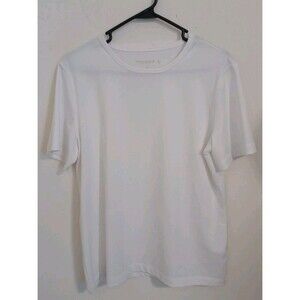 Susan Graver Pullover Knit Tunic Top M White Shortsleeve Casual Lagenlook